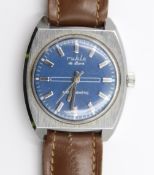 Vintage-Armbanduhr, Ruhla, Handaufzug, Werk läuft, D-3,5cm, Tragespuren