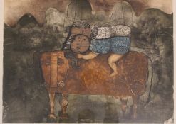 Graciela RODO BOULANGER (1935), gr. Farbradierung, Nr. 85/100, gut gerahmt/Glas, RG 61 x 80cm, Sper