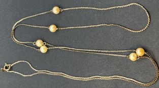 lange Silber-925- Halskette mit Perlchen, L-ca. 88 cm, 8,65 gr.