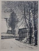 Heinrich BLUNCK-HEIKENDORF (1891-1963), Winterstimmung, orig. Lithographie, ger./Glas, RG 51 x 41cm