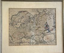 alte Landkarte Russland, grenzcoloriert, von Nicolaum Vischer, um 1780, ger/Glas, RG 60x72 cm