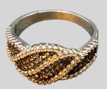Silberring-925-, klare und graue Steine, 4,84 gr., RG 62