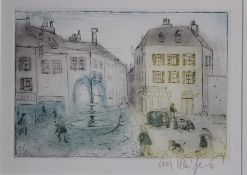 Kurt MÜHLENHAUPT (1921-2006) ,  Marktplatz, Radierung, gerahmt/Glas, RG 46 x 58cm