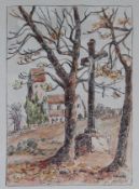 Sophie WENCKE (1874-1963), Alte Kirche in Lügde, Zeichnung, ger./Glas, RG 47 x 35cm