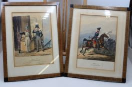 2x Lithographien, Militärdarstellungen, Preussen, je alt gerahmt/Glas, RG 43 x 33cm