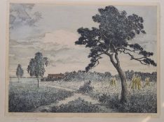 Cornelius Johannes ROGGE (1874-1936), Sommertag in Worpswede, Farbradierung, gerahmt/Glas, RG 38 x 