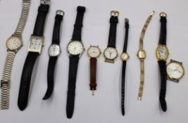 10x div. Armbanduhren, meist Quarzwerke, nicht geprüft, Tragespuren, 2x Rückendeckel fehlen.