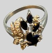 Silberring-925-, schwarze/klare Steine, RG 60, 4,23 gr.