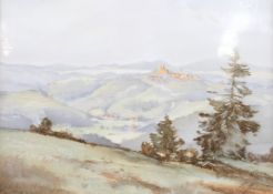 Porzellanbild, Burg Leuchtenberg , um 1956, Seltmann Weiden, gerahmt, RG 24 x 29cm