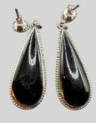 Paar Silber-925- Ohrhänger mit Onyx, H-ca. 5 cm, zus. 5,7 gr
