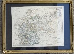 wohl Atlas-Seite "Empire of Germany" um 1880, alt gerahmt/Glas, RG 27x36 cm