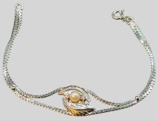 Silber-Armband-835- mit Perle, L-19 cm, 6,03 gr.,