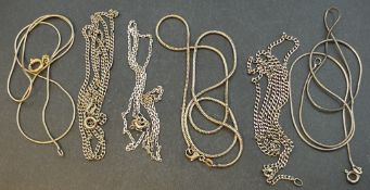 6x div. Silber-Halsketten, 26 gr.