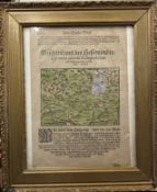 color. Holzschnitt "Das Hessenland" aus der Cosmographia von Sebastian Münster., eine Buchseite, al