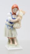 Herend-Figur, „Arató lány“ (Arbeitendes Mädchen / Nach der Ernte), bemalt, ca. H-13cm