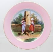 Zierteller, älter, Kindermotiv, ungemarkt, D-18,5cm
