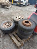 WHEEL & TYRES (PART WORN), INCLUDES 195/75/14 X6, 235/75/15 X1, 205/80/16 X1, 195/65/16 X1