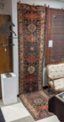 Hand Knotted Tribal Runner. 13' x 3'.