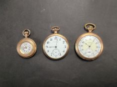 (3) Gold Plated Pocket Watches.