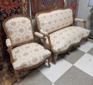 Provincial Style Settee And Armchair.