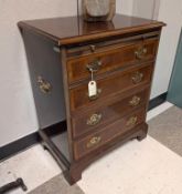 Mahogany 4-Drawer Low Chest With Writing Slat.