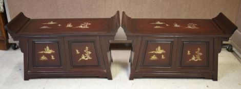 Pair of Chinese Hongmu Altar Style Cabinets.