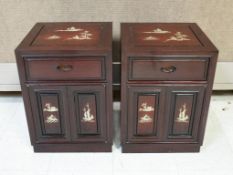 Pair of Chinese Hongmu Nightstands.