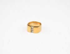 Yellow Gold Ring with 3 Accent Diamonds.