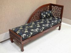 Chinese Carved Rosewood Lounge Chair.