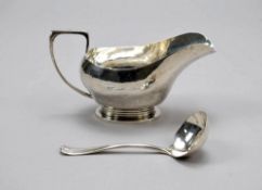 English Silver Sauce Boat and Ladle.