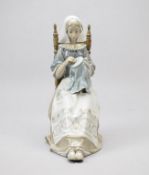 Lladro Porcelain Figure, Seated Woman Knitting.