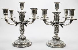 Pair of Christofle Silver Plate 5-Light Candelabra.