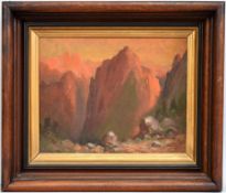 Tilden Daken Oil on Board, Red Mountains, Mexico.