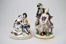 (2) Continental Porcelain Figural Groups, Courtship.