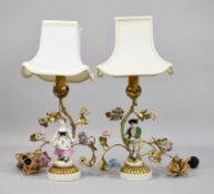Pair of Continental Porcelain Figural Boudoir Lamps.