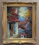 Oil On Canvas, Mediterranean Cottage, Signed Quiel.