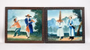 (2) Oriental Reverse Paintings on Glass.
