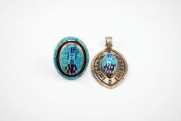 Southwestern Sterling Kachina Ring & Pendant.