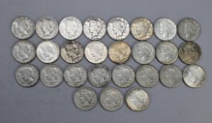 (27) Peace Silver Dollars.