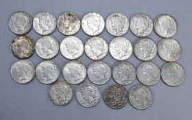 (25) Peace Silver Dollars.