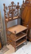 Oak and Rattan 3-Shelf Stand / Magazine Holder.