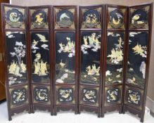 Chinese Carved And Lacquered 6-Panel Screen