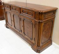 Circa 1920s Walnut 3-Door, 3-Drawer Sideboard.
