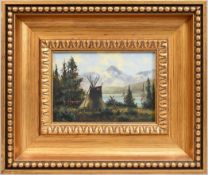 Heinie Hartwig Oil On Board, Teepee By The Lake