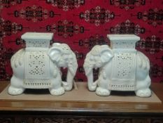 Pair of Oriental Ceramic Elephant Form Stands.