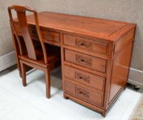 Chinese Rosewood 5-Drawer Desk & Chair.