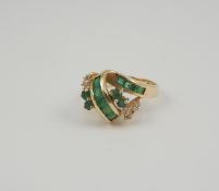 14K Yellow Gold Ring With Emeralds.