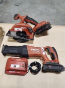 LOT - HILTI SR 6-22 21.6V SAWZALL & HILTI SC 5ML-22 CIRCULAR SAW W/ (2) BATTERIES & (1) CHARGER