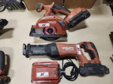 LOT - HILTI SR 6-22 21.6V SAWZALL & HILTI SC 5ML-22 CIRCULAR SAW W/ (2) BATTERIES & (1) CHARGER