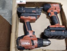 LOT - HILTI 6H-22 21.6V BATTERY HAMMER DRILL & HILTI SID 6-22 SCREW GUN W/ (2) BATTERIES, NO CHARGER